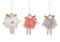 Hänger Engel aus Textil Pink/Rosa, weiß, grau 3-fach, (B/H/T) 7x16x7cm