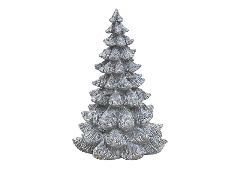 Tannenbaum aus Poly Silber (B/H/T) 18x25x18cm