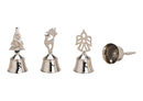Glocke, Tischglocke Tannenbaum, Engel, Hirsch aus Metall Silber 3-fach, (H) 12cm Ø5,5cm
