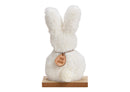 Aufsteller Hase aus Plüsch auf Holz Sockel Weiß (B/H/T) 11x19x5cm