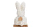 Aufsteller Hase aus Plüsch auf Holz Sockel Weiß (B/H/T) 14x25x5cm