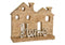 Aufsteller Haus mit Metall Schrifzug , Home,  aus Holz Braun (B/H/T) 24x21x7cm