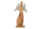 Engel mit Metall Flügeln, Herz aus Holz Braun (B/H/T) 22x42x6cm