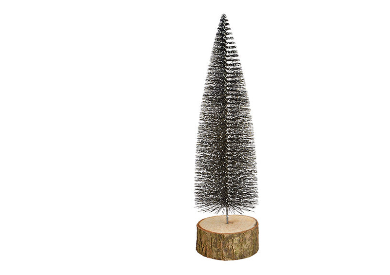 Tannenbaum auf Baumstamm mit Glitter aus Kunststoff Schwarz (B/H/T) 7x25x7cm