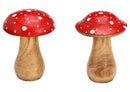 Pilz aus Mangoholz Rot 2-fach, (B/H/T) 5x10x5cm