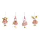 Hänger Nikolaus, Schneemann,Elch Engel, aus Textil Pink, gold 4-fach, (B/H/T) 6x12x3cm