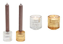 Teelichthalter, Kerzenhalter Doppelfunktion aus Glas Transparent, braun 2-fach, (B/H/T) 5x6x5cm