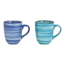 Becher aus Steingut Blau 2-fach, (B/H/T) 12x10x8cm 370ml