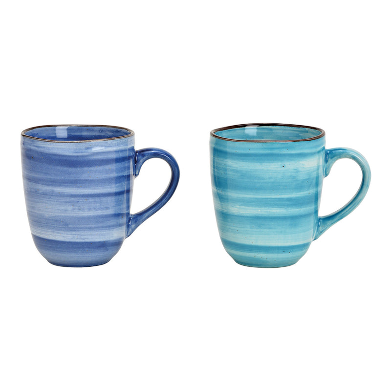 Becher aus Steingut Blau 2-fach, (B/H/T) 12x10x8cm 370ml