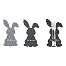 Besteckhalter Osterhase mit Spruch, Frohe Ostern, aus Filz Grau 2-fach, (H) 22cm