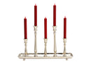 Kerzenhalter für 5 Kerzen aus Metall Silber (B/H/T) 45x28x10cm