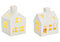 Haus mit LED aus Porzellan Weiß 2-fach, (B/H/T) 5x8x5cm