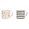 Becher Herz Dekor aus Porzellan Bunt/gold 2-fach, (B/H/T) 13x9x9cm 340ml