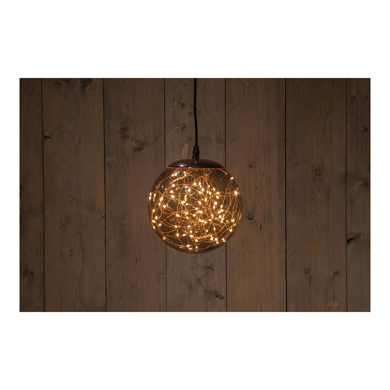 Lichtkugel Ball Smokey 18cm/80led Classic Warm 5m Zuleitung - Ip44 Transfo An/ 8/16s Timer / Aus / Dimmer