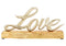 Aufsteller Schriftzug, Love, auf Mangoholz Sockel,  aus Metall Silber (B/H/T) 25x13x5cm