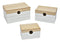 Aufbewahrungsbox 3-er Set, aus Holz beige, weiß (B/H/T) 30x20x17cm, 25x18x15cm, 20x15x12cm