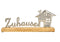 Aufsteller Schriftzug, Zuhause, Haus Dekor auf Mangoholz Sockel, aus Metall silber (B/H/T) 31x12x5cm
