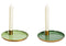 Kerzenhalter aus Metall grün 2-fach, (B/H/T) 15x3x15cm