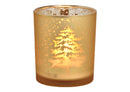 Windlicht Winterwald Dekor aus Glas champagner (B/H/T) 9x10x9cm