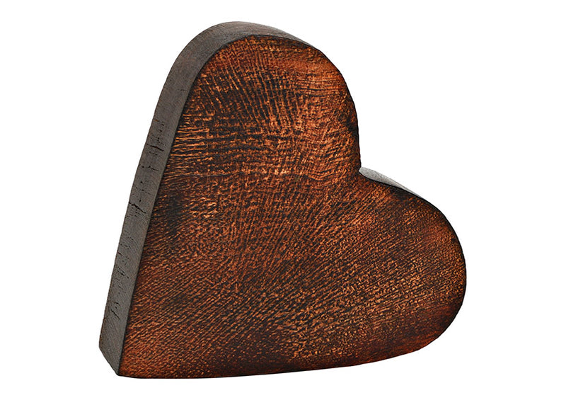 Herz aus Mangoholz braun (B/H/T) 14x13x4cm