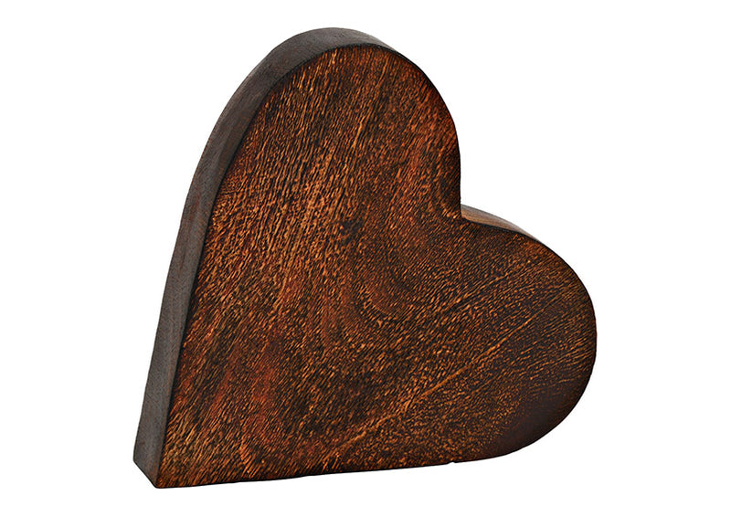 Herz aus Mangoholz braun (B/H/T) 19x18x4cm