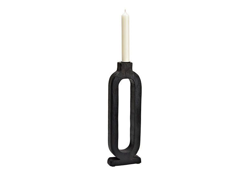 Kerzenhalter aus Mangoholz schwarz (B/H/T) 10x30x4cm