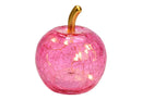 Apfel mit 5er LED aus Glas pink/rosa (B/H/T) 7x9x7cm mit Timer, Batteriebetrieb CR2032 nicht enthalten