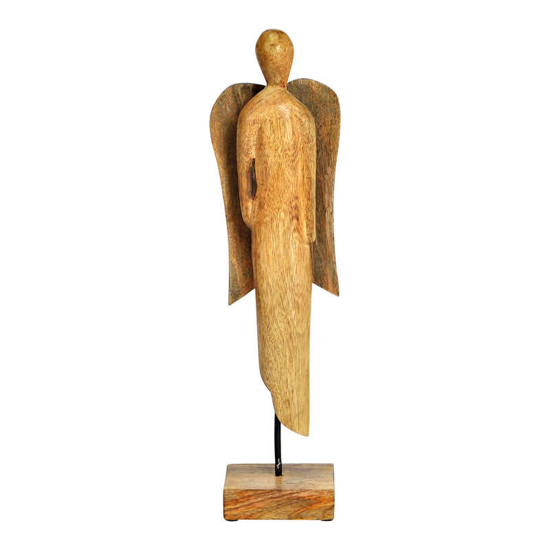 Aufsteller Engel aus Mangoholz natur (B/H/T) 13x45x10cm