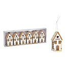 Weihnachtshänger Set Haus 6-er Set, aus Holz weiß (B/H/T) 4x7x3cm