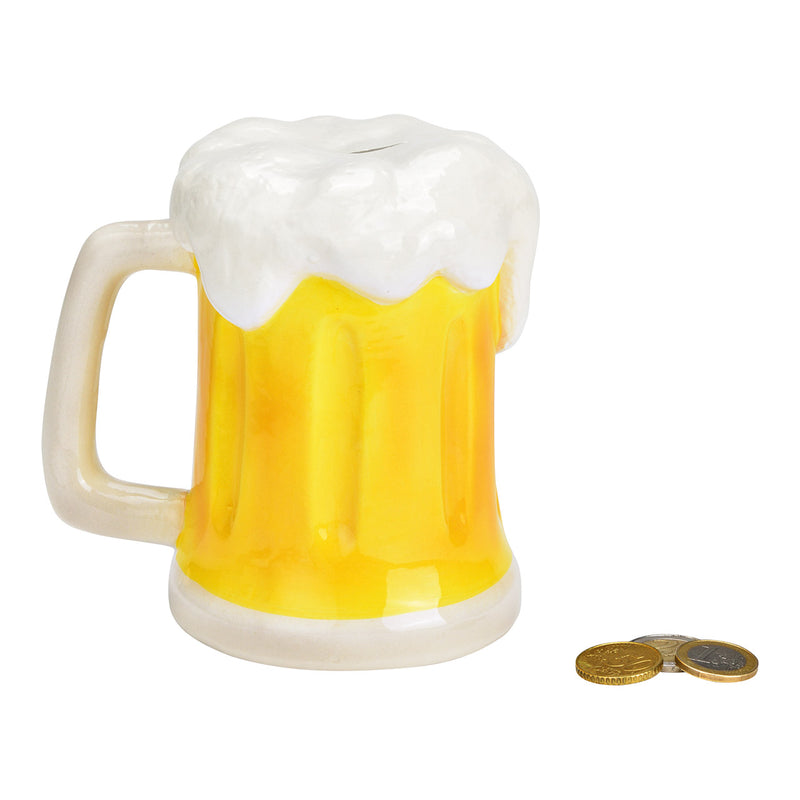 Spardose Bierkrug aus Keramik gelb (B/H/T) 14x14x11cm