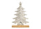 Aufsteller Tannenbaum auf Mangoholzsockel aus Metall silber (B/H/T) 18x26x5cm