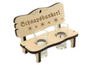 Schnapsbank mit 2 Gläsern Schnapsbankerl aus Holz natur (B/H/T) 16x11x9cm