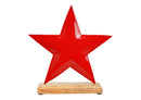 Aufsteller Stern auf Mangoholz Sockel aus Metall rot (B/H/T) 20x20x5cm