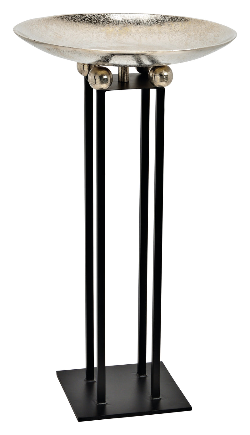 Säule mit Schale aus Metall silber, schwarz (B/H/T) 41x74x41cm