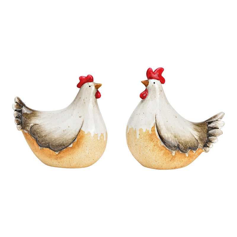 Hahn, Huhn aus Keramik beige 2-fach, (B/H/T) 20x20x11cm