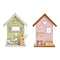 Aufsteller Haus aus Holz pink/rosa 2-fach, (B/H/T) 14x19x5cm