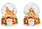 Schneekugel Schlitten, Haus im Lebkuchen Design aus Poly, Glas bunt 2-fach, (B/H/T) 4x6x4cm