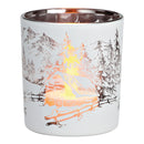 Windlicht Teelichthalter Winterwald aus Glas weiß (B/H/T) 7x8x7cm