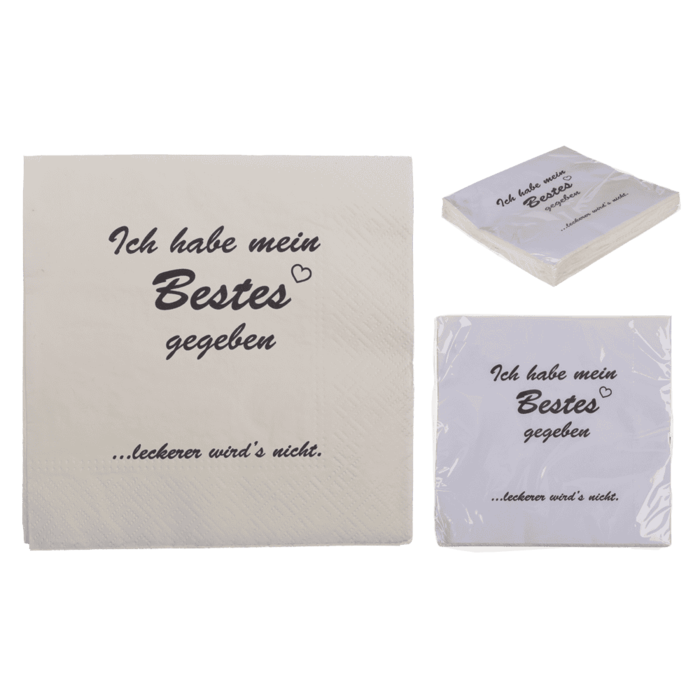 "Papier-Servietten, leckerer wird's nicht,"