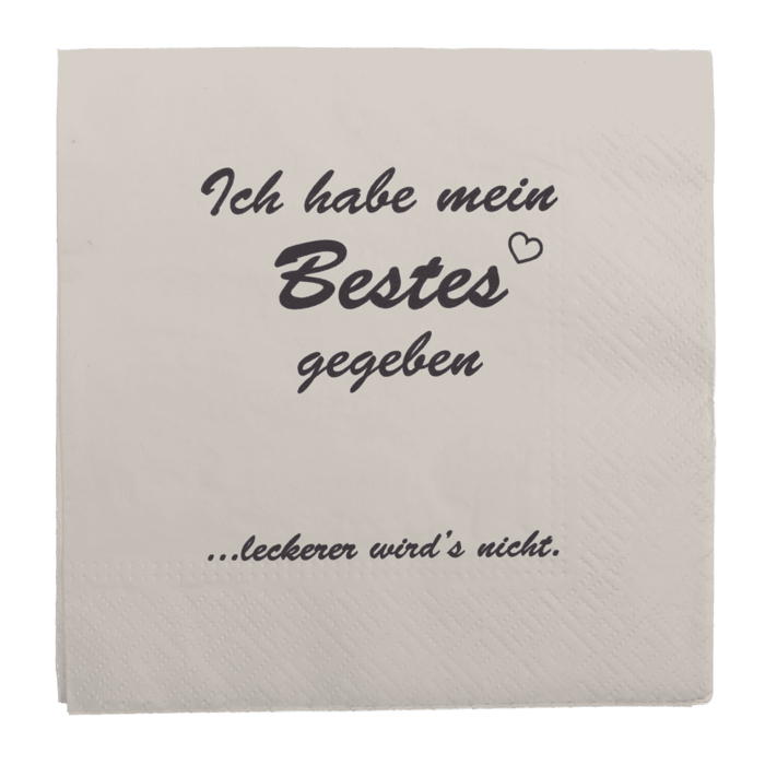"Papier-Servietten, leckerer wird's nicht,"