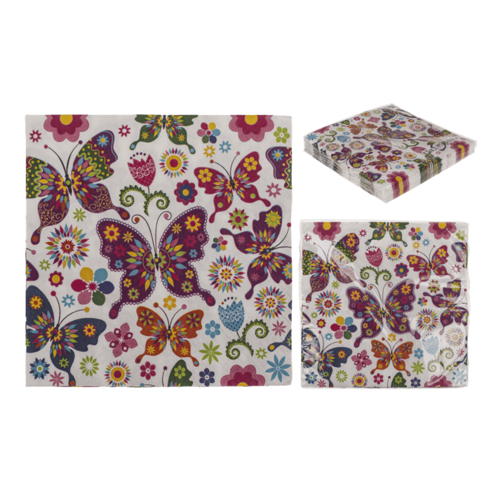 Papier-Servietten, Bunte Schmetterlinge,