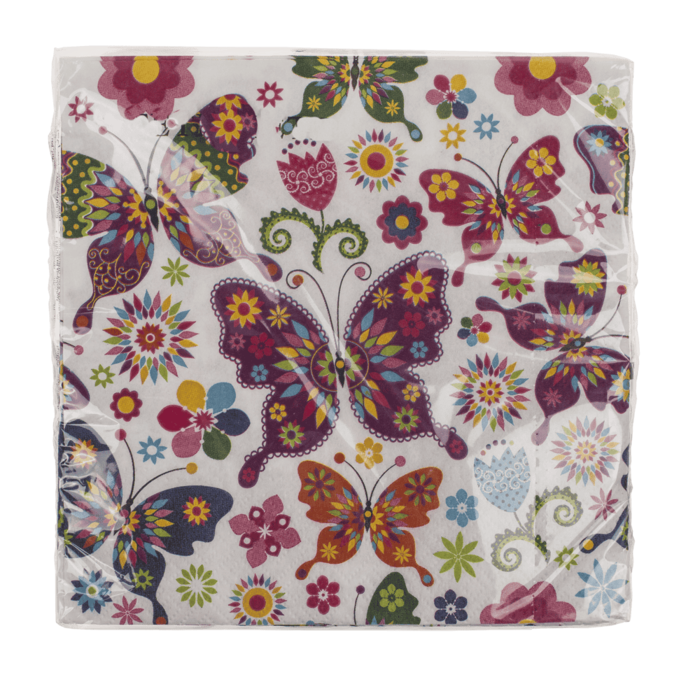 Papier-Servietten, Bunte Schmetterlinge,