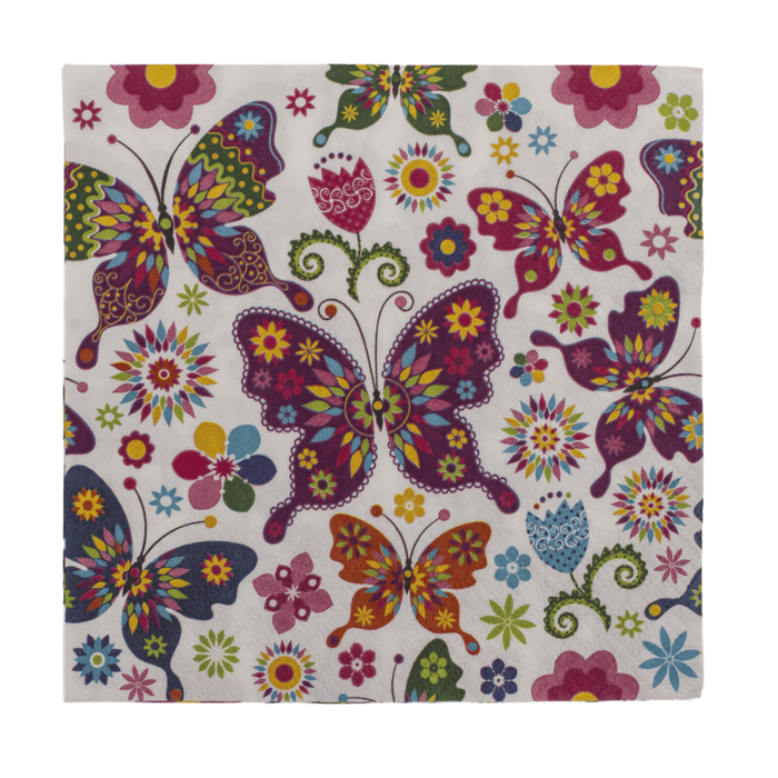 Papier-Servietten, Bunte Schmetterlinge,