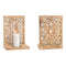 Windlicht Blumen Dekor, aus Mangoholz, Glas Natur (B/H/T) 24x35x17cm