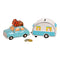 Spardose 2er Set, Auto mit Wohnwagen-Anhänger aus Keramik , (B/H/T) Auto 8x15x10cm/Anhänger 8x15x10cm