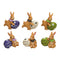 Hase mit Ei aus Poly, 6-fach sortiert, B6 x T4 x H6 cm