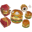 Spardose mit Schloss, Burger mit Augen in Box,