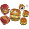 Spardose mit Schloss, Burger mit Augen in Box,