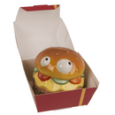 Spardose mit Schloss, Burger mit Augen in Box,