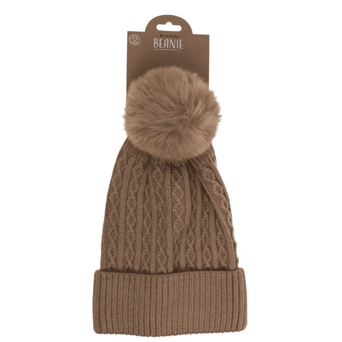 Damen-Winter-Beanie mit Kunststoffbommel,